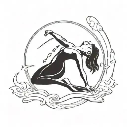 simple goddess Virgo with a taekwondo kick tattoo design idea