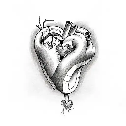 Heart tattoo half stone with flowers around tattoo design idea