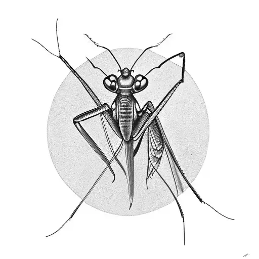 realistic praying mantis tattoo design idea