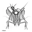 realistic praying mantis tattoo design idea