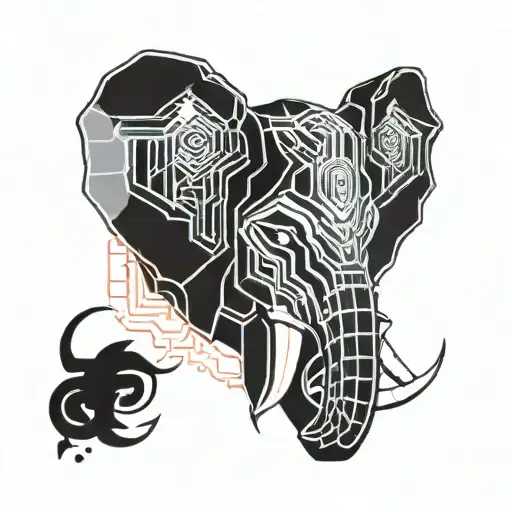 Elephant head with Viking tattoo style tattoo tattoo design idea