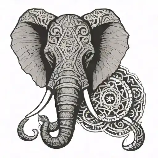 Elephant head with Viking tattoo style tattoo tattoo design idea