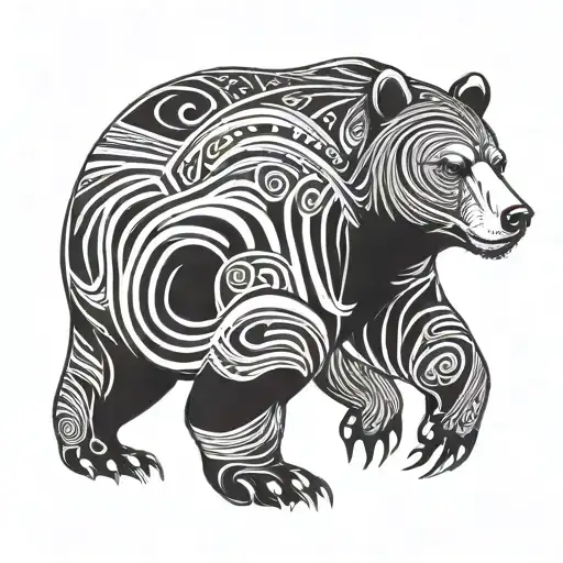 bear, biometric, universe inside tattoo design idea