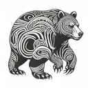 bear, biometric, universe inside tattoo design idea