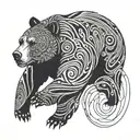 bear, biometric, universe inside tattoo design idea