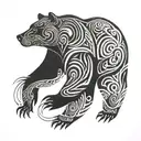 bear, biometric, universe inside tattoo design idea