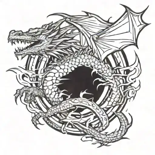 dragon and lightning bolts tattoo design idea