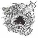 dragon and lightning bolts tattoo design idea