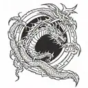 dragon and lightning bolts tattoo design idea