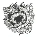 dragon and lightning bolts tattoo design idea