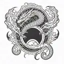 dragon and lightning bolts tattoo design idea