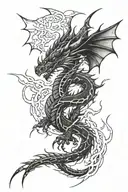 Full dragon with lightning bolts tattoo design idea