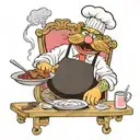 muppet Swedish chef roasting muppet miss piggie on a spit tattoo design idea