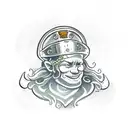 leprechaun wearing a gladiator helmet tattoo design idea