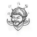 leprechaun wearing a gladiator helmet armor tattoo design idea