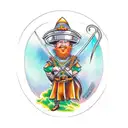 leprechaun wearing a gladiator helmet armor tattoo design idea