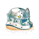 leprechaun wearing a gladiator helmet armor tattoo design idea