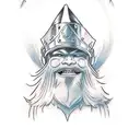 leprechaun wearing a gladiator helmet armor tattoo design idea