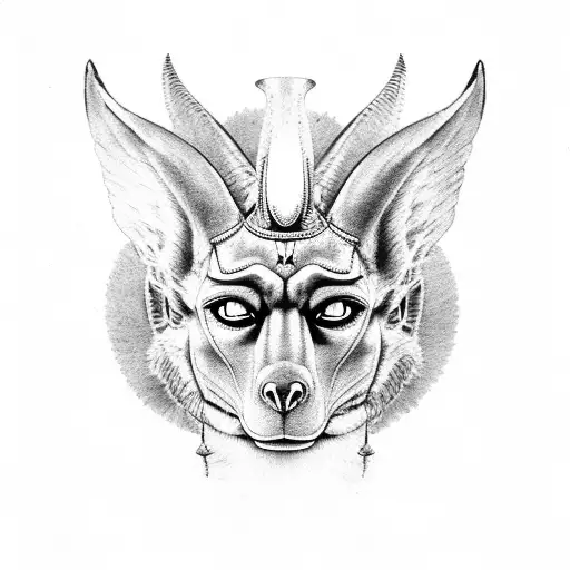 anubis egipcio  pegando con el baston tattoo design idea