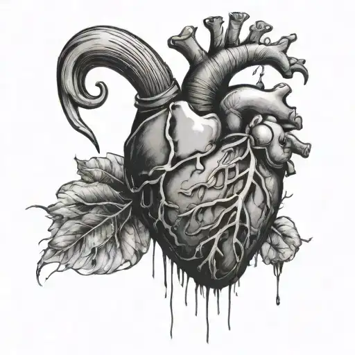claw scratch revealing anatomical heart  underneath tattoo design idea