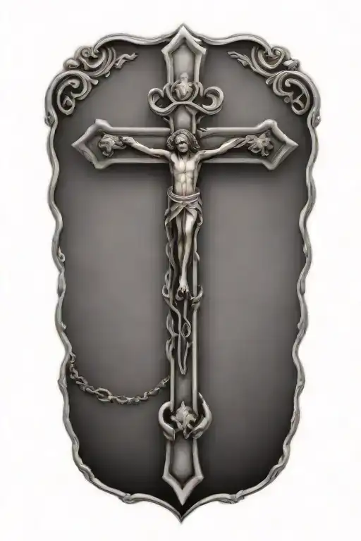 cross with rosary tattoo design idea