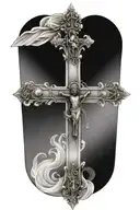 cross with rosary tattoo design idea