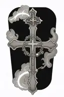 cross with rosary tattoo design idea