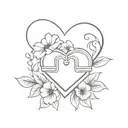 name olga with flowers and heart shaped lock tattoo design idea