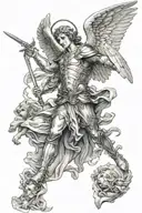 st Michael the archangel winning against the devil    tattoo design idea