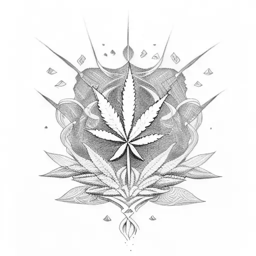cannabis barbed  tattoo design idea