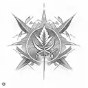 cannabis barbed  tattoo design idea