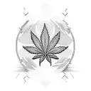 cannabis barbed  tattoo design idea