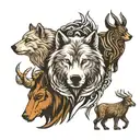 wolf, ram, bear, whale tattoo design idea