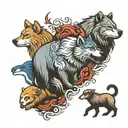 wolf, ram, bear, whale tattoo design idea