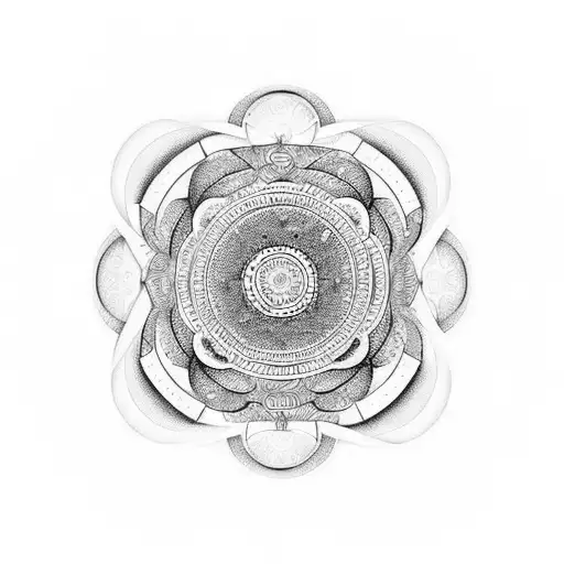 simbolo yin yang effetto mandala stile geometrico tattoo design idea