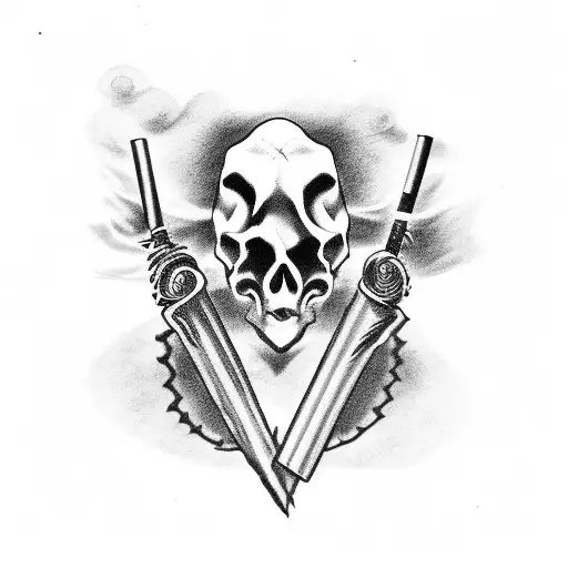 cowboy skull smoking tattoo design idea