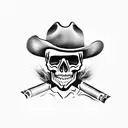 cowboy skull smoking cigarette tattoo design idea