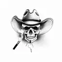 cowboy skull smoking cigarette tattoo design idea