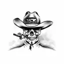 cowboy skull smoking cigarette tattoo design idea