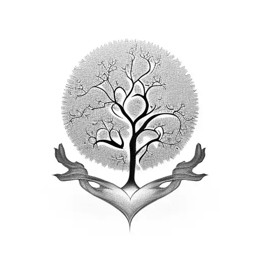 A filigree tree encompassing a heart symbolizing family love tattoo design idea
