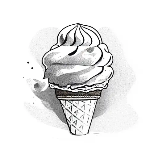 ice cream cone with two scoops tattoo design idea