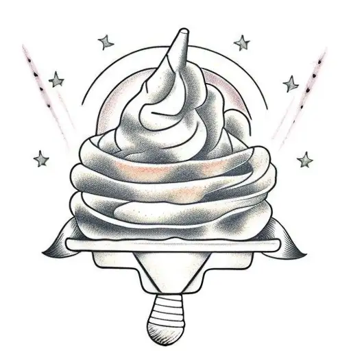 ice cream cone with two scoops tattoo design idea