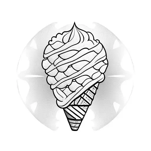 ice cream cone with two scoops tattoo design idea