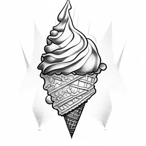 ice cream cone with two scoops tattoo design idea
