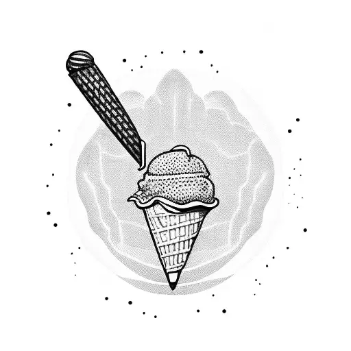 ice cream cone with two scoops tattoo design idea