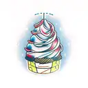 ice cream cone with two scoops tattoo design idea