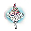 ice cream cone with two scoops tattoo design idea