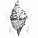 ice cream cone with two scoops tattoo design idea