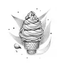 ice cream cone with two scoops tattoo design idea