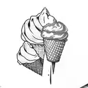 ice cream cone with two scoops tattoo design idea